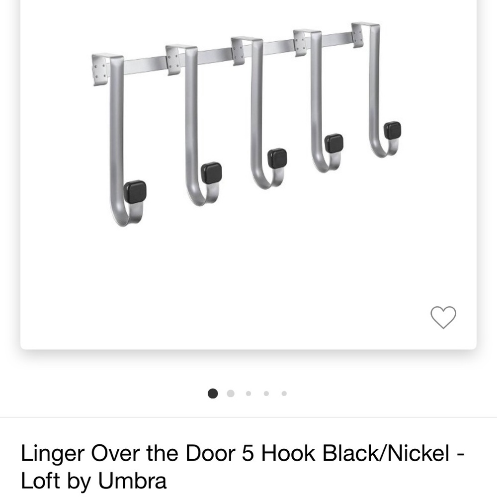🆕 Linger Over the Door 5 Hook Black/Nickel Loft by Umbra